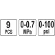 Прилад для вимірювання тиску палива 9 предметів YATO YT-73024