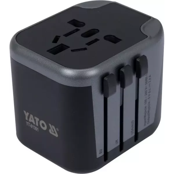 Адаптер со встроенным зарядным устройством с двумя портами USB YATO YT-81301