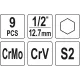 Набор ударных головок HEX 1/2" YATO YT-10662