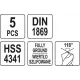 Довгі свердла по металу 3-8 мм 5 шт YATO YT-39820